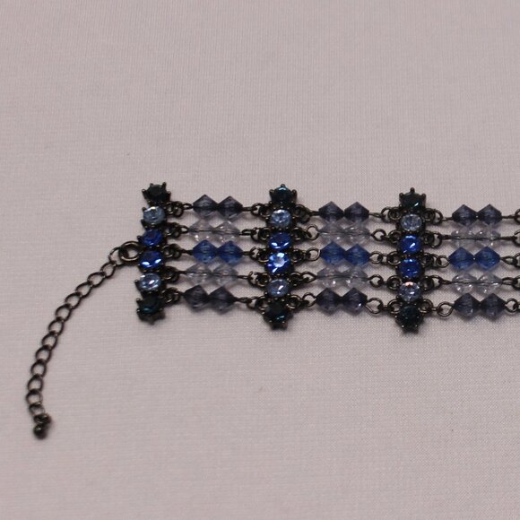 Various Blue Rhinestone, Bead and Chain Bracelet - Picture 3 of 9
